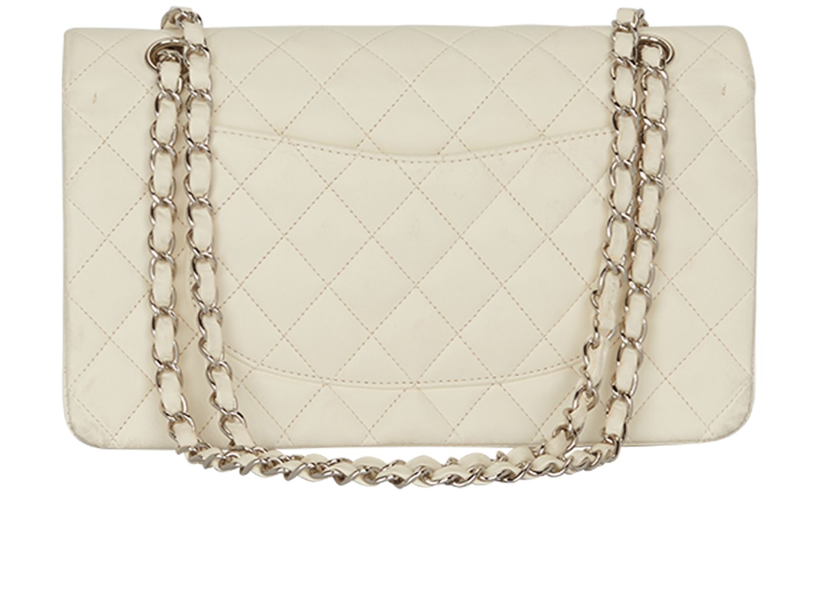 Chanel Medium Double Flap, &pound;5,800, Handbags, White, Leather, Back view